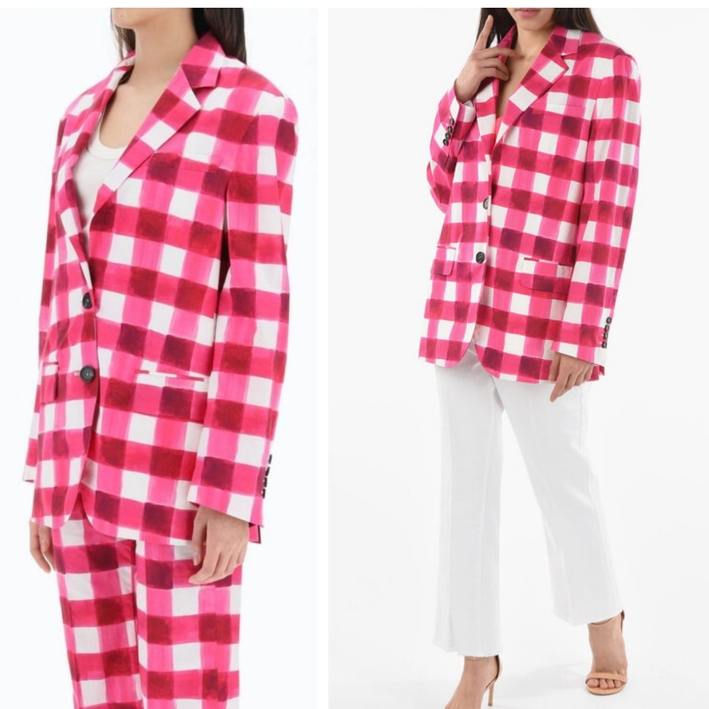 Msgm Milano Gingham Brushed Checked Printed Blaze… - image 2